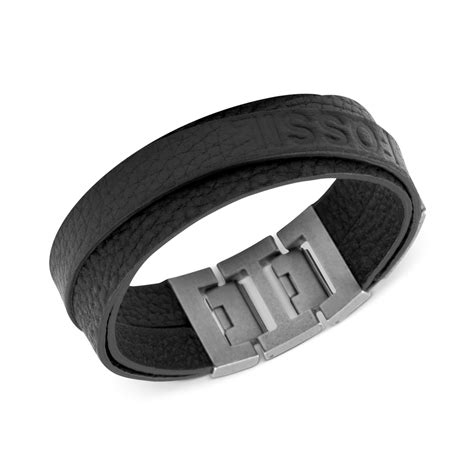 mens leather bracelet fossil|fossil stainless steel bracelet.